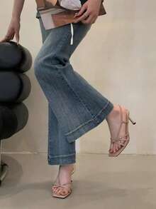 2025新款方头细跟高跟女鞋，法式仙女风露趾绑带凉鞋 - 粉色 - 查看 4