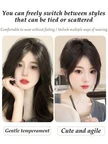 Synthetic Bangs Wig For Women With Natural Fluffiness And Increased Hair Volume 3D Eight Character Facelift Bangs Middle Part Fake Bangs Fringe Synthetic Topper Hairpiece Clip-In Bang Extension Natural Invisible Clourse Hairpiece Women