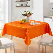 1 pezzo Tovaglia rettangolare arancione in raso, tovaglia soffice e setosa, tovaglia in raso adatta per decorazione tavolo da festa di matrimonio, ristorante, utilizzo interno ed esterno, 147 x 305 cm