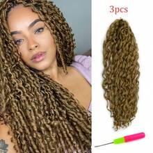 3Pcs Jessica Synthetic Hair Deep Wave Twist Crochet Hair Braid Afro Curl Ombre Blonde Pink Deep Wavy Braiding Hair Extension ForWomen - Multicolor - View 13