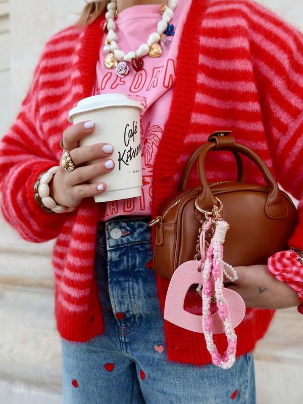 Moda de invierno de punto Joy - Vuelta al colegio - Blusas básicas versátiles de estilo casual chic - Diseño estilizador reversible de cuello en V - Chaqueta de punto de botones a contraste rayada versátil - Atuendos de oficina para mujer - Blusas para salir - Atuendo de viaje para el aeropuerto - Navidad - Año Nuevo