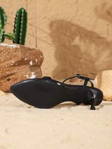 On feet& in love Women's Fashionable And Elegant Pointed Toe Strap Open Toe Stilettos, Versatile For Dresses, Wedding Matching, Summer