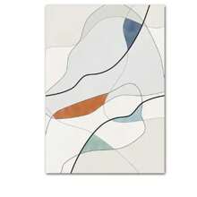 1 Pc Optinal Frame Posters Wall Arts Vintage MidCentury Boho Canvas Wall Art Abstract Colorful Geometry Prints For Living Room Decor ,Wall Art With Frame