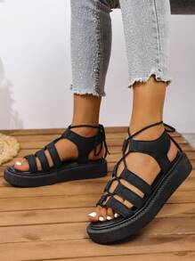 Sandalias minimalistas para mujer, suela gruesa, abierta de dedo, para playa y vacaciones, estilo casual, cómodas, con cierre tipo slip-on, sandalias planas de moda
