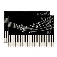 1/2/4/6/8 Pcs Digital Print Placemat, Music Note Pattern Printed Placemats For Table Decoration, Suitable For Daily Use, Festivals, Parties, Birthdays, Weddings, Dinners, Kitchen & Dining Room Decor
