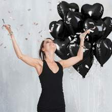 18 piedi Palloncino a forma di cuore in elio nero, 10 pezzi grandi palloncini neri a forma di cuore in lattice, palloncini a forma di cuore neri per uomini, compleanni, lauree, fidanzamenti, San Valentino