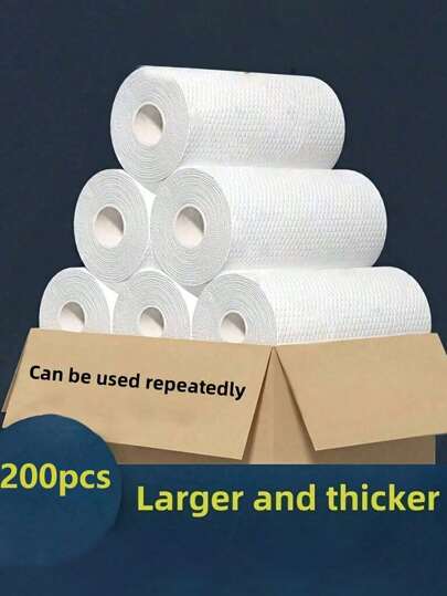 200/100/50 Sheets Disposable Kitchen Cleaning Cloth,Reusable Kitchen Towels - Durable, Non-Stick And Easy To Clean For All Household Needs, Easy-To-Tear, Dual-Purpose Towel For Wet And Dry Cleaning, Non-Woven Oil-Absorbing And Decontamination Cloth, Drying Cloth, Suitable For Household Cleaning And Dishwashing, Cleaning Supplies, Back-To-School Supplies Random Style Color Pattern