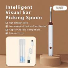 Tinsol Tinsol Nettoyeur d'oreille intelligent Vision d'endurance 130mAh avec caméra 1296P Barre auriculaire Otoscope Endoscope rechargeable USB-C Outil de retrait de cérumen Oreillette Caméra Soins de santé