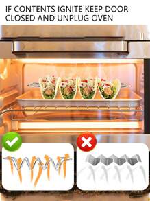 1 pieza/2 piezas Soporte para tacos, bandeja estilo estante de acero inoxidable para tacos, apta para hornear en horno, lavavajillas y parrilla, soporte multicompartimentos para tacos, organizador de superficie para sándwiches, soporte para tortillas mexicanas y herramienta de sujeción
