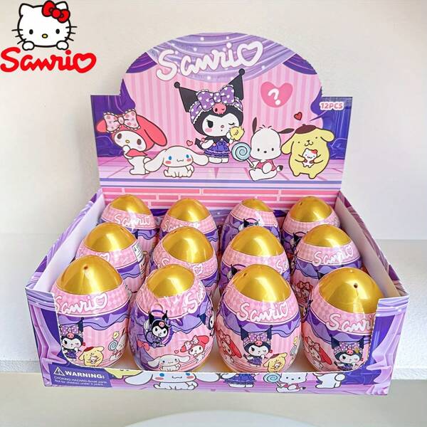 Sanrio 1pc/12pcs Sanrio Keychain, New Capsule And Egg Shaped Keychain, Blind Box Accessory Mystery Box, Kuromi, MyMelody, Cinnamoroll, Hello Kitty Pendant Gift Pack, Women's Decorative Backpack, Portable Outdoor Travel, Graduation Season Gift, Perfect For Birthdays, Christmas, Halloween, Thanksgiving, And Mother's Day Back To School
