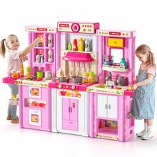 HENGPHY 3 IN 1Pretend Play Kitchen Girls Toys For Toddler Kids, With Sound And Music Smoke Cooking Accessory Pretend Play Kitchen Toy For Birthday Gifts Girls - Pink - View 2