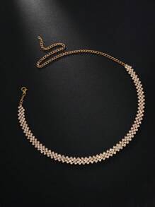 1pc Luxury Water Drop Rhinestone Claw Chain Soldered Rhinestone Necklace For Women, Perfect For Wedding, Engagement, Evening Party