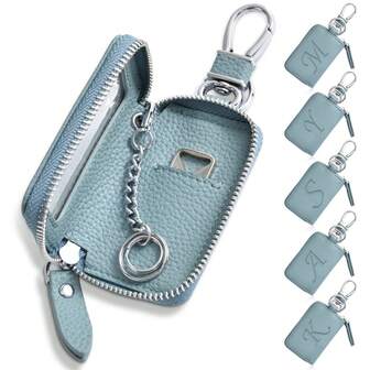 Trendig multifunktionell smart nyckelhållare, unisex, präglad bokstavsdesign, transparent fönster, dragkedja, kompatibel med smarta nycklar, inklusive karbinhake, söt stil, lämplig för pendling och skolbruk