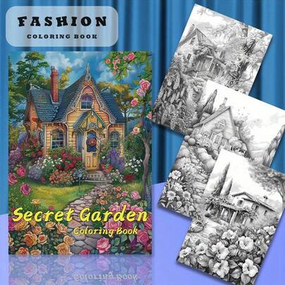 1本《秘密花园》成人涂色书，22页厚纸，创新升级版，非常适合生日和节日派对礼物，纸张质量好，书籍，母亲节，妈妈的礼物，返校，学校用品