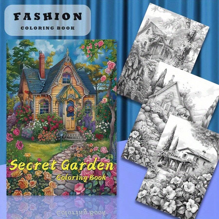 1本《秘密花园》成人涂色书，22页厚纸，创新升级版，非常适合生日和节日派对礼物，纸张质量好，书籍，母亲节，妈妈的礼物，返校，学校用品 - 單件 - 查看 1