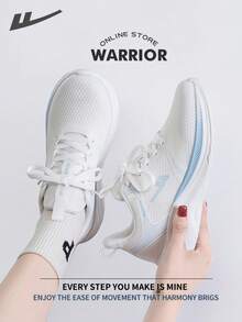 Warrior Fashionable Retro Sports Shoes For WomenSpring And SummerLightweight Comfortable Breathable Running Shoes Modest Style Casual Yet Sleek Sneakers Applicable Throughout The Year Wear-Resisting All-Day Wear Training Sneakers Soft Sole Little White Shoes - White/Blue - View 8