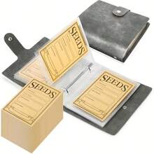 1 套花园种子储存整理器套装，50 页信封花园种子自封储存袋，人造皮革材质，防水防霉设计，适用于各种种子类型，室内/室外使用 - 彩色 - 查看 8