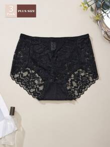 FOVTY 3pcs/Pack Women's Back To School Lace Trim Breathable Comfortable Sexy Panties