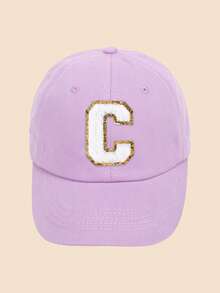 1顶儿童Y2K风格26字母图案时尚棒球帽，卡车帽，幼儿男女童遮阳帽，适合户外活动和日常佩戴，防紫外线，紫色 - 紫色 - 查看 16