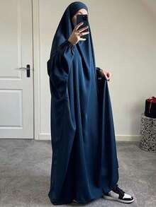 1pc Solid Color Elastic Sleeve Design Prayer Abaya Khimar, Loose Fit Cinched Sleeve Abaya, Suitable For Women's Daily Wear And Prayer, Muslim Islamic Clothing - Multicolor - View 7