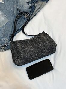 1 pezzo Borsa a spalla da donna in PVC a forma di mezzaluna con paillettes dorate, novità