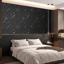 1 rollo de papel tapiz autoadhesivo grueso con diseño de rosas negras para decoración de paredes, sala de estar, comedor y dormitorio. Ideal para uso comercial y residencial. Removible e impermeable. Ideal para muebles, electrodomésticos, cocina y baño. Decoración del hogar, baño y baño. Papel tapiz.