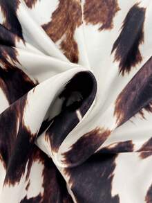 Valentine's Day Spring And Summer New Retro Western-Style Cow Print T-Shirt, Loose-Fitting Slim Round-Neck Short-Sleeve Top, Multifunctional Casual Style, Classic Black And White Cow Print Design With A Vintage Distressed Effect, Full Of Western Cowboy Charm; The Round-Neck Short-Sleeve Design Is Simple And Elegant, And The Loose Fit Suits All Body Types, Creating A Relaxed And Leisurely Vibe. Suitable For Commuting And Parties. - Multicolor - View 5