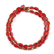 Approx. 45pcs Faceted Oval Crystal Beads With Golden Edge, 4x7mm, Multicolor, Fashion Casual Versatile, Red Color, Handmade DIY Beading, Spacer Beads For Bracelet Necklace Jewelry Making, Wholesale Craft Supplies