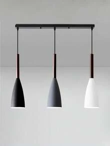 Suspension 3 têtes de style nordique, design minimaliste moderne, douille E27 multicolore, pour cuisine, salle à manger, café (ampoules non incluses) - Multicolore - Voir 1
