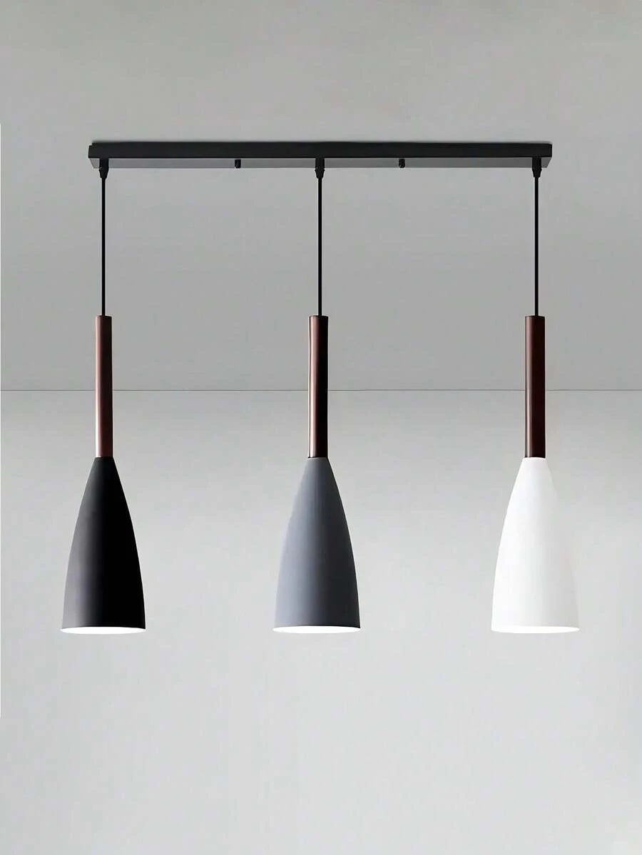 Suspension 3 têtes de style nordique, design minimaliste moderne, douille E27 multicolore, pour cuisine, salle à manger, café (ampoules non incluses) - Multicolore - Voir 1