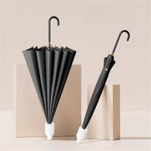 1pc 24-Ribs Oversize Business Umbrella, Windproof Rainproof, Multiple Colors Available, Unisex (Due To Different Batches, The Canopy Color, Ribs Color, English Letter Pattern Design, Buttons Shape, And Ribs Color Will Be Randomly Matched. We Apologize For Any Inconvenience Caused.) Summer Cooling,Beach,Travel