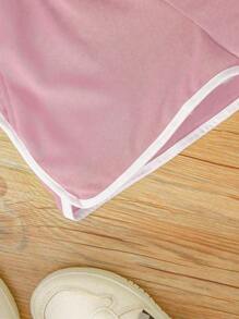 3Pcs Girls Summer Outfit: Brooklyn Letter Print Cami Top + Pink Mesh Overlay Cover Up + Shorts Set, Outdoor Casual Clothing For Girls, Knit Fabric, Elastic, Letter Graphic, Regular Fit, Polyester Blend, Suitable For Summer Outdoor Activities And Gifts