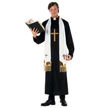 Morph Costumes Adult Priest Costume - Father Robe, Cross Necklace & Collar - Perfect For Halloween Fancy Dress, Vicar Attire & Religious Events