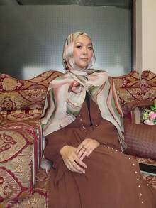 1 peça Novo design impresso Hijabs Premium Ombre Marble Water Print Legant lenço de cabeça feminino Hijab, material macio multifuncional protetor solar/lenço de cabeça à prova de vento, adequado para a vida diária/festas de fim de ano/ocasiões de banquete Abaya acessórios véu feminino - Multicolorido - Ver 3