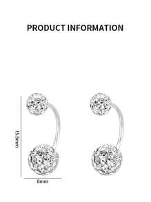 1 pièce Piercing de nombril en argent sterling S999 en forme de U Shambhala avec double diamant, bijou de piercing corporel