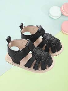 Newborn Infant Summer Sandals, Rubber Soft Sole Anti-Slip Breathable Shoes - Black - View 1