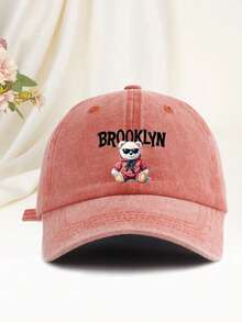 1pc Cartoon Brooklyn Bear Pattern Printed Adjustable Breathable Baseball Cap, Unisex Vintage Summer Hat, Sun Protection, Suitable For Travel, Sports And Daily Wear - Multicolor - View 16