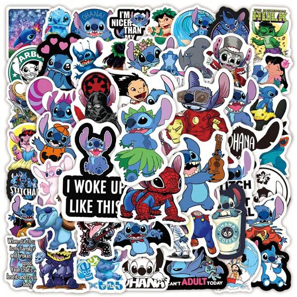 Disney 50 PCS Set Of Cute Anime Stickers,Lilo & Stitch Stickers,Stitch Stickers,Phone Stickers,IPad Stickers,Decals,Motorcycle,Luggage,Guitar Skateboard,Refrigerator Stickers,Computer Stickers,Cartoon Classic Stickers For Fun,Gifts,Stickers