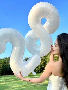 1/2 个 40 英寸大型数字铝箔气球，简单多功能 0-9 白色数字气球，适用于生日派对装饰、周年纪念、100 天庆祝活动、节日和活动、房间装饰、返校、情人节、母亲节、毕业典礼、户外摄影道具