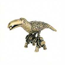 Retro Brass Parrot Small Statue Desk Ornament Simulation Bird Animal Figurines Incense Holder Home Decoration Crafts Collections