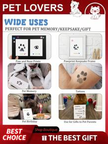1 Set New Non-Contact Paw Print Stamp Kit With Pet Paw Prints, Pet Paw Prints Without Ink Pad For Saving Cat/Dog Paw Prints As Pet Souvenirs, Great Cat/Dog Memorial Gift