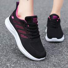New Casual Ladies Flat Running Shoes, Front Lace-Up Mesh Breathable Low-Top Outdoor Sports Sneakers For Women