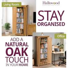 Hallowood Furniture Waverly CD Storage Cabinet In Light Oak Wooden DVD Storage For 120 DVDs Bookcase With 5 Shelves Hallway Storage Unit Fully Assembled Oak Bookcase Shoe Rack - Brown1 - View 6