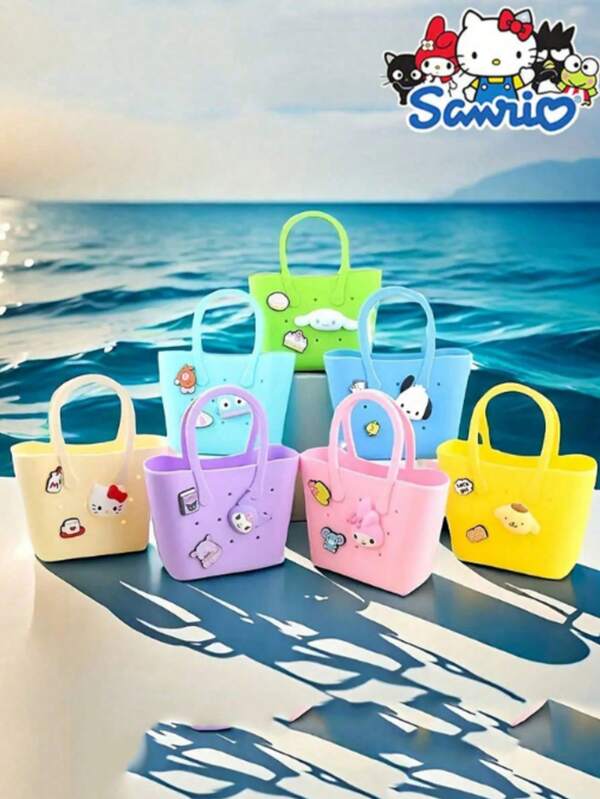 Für Silikon-Tragetasche, ausgestattet mit DIY-Zubehör, Sommer-Strand-Design, kreativ gestaltete Candy-farbene Handtasche, geeignet für Frauen und Teenager - verschiedene Stile wählbar