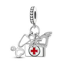 1pc Medical Series Silver Colorful Enamel Charms For 3mm Bracelet Necklace DIY Making Beads Pendant Ideal For Nurses Doctors And Medical Students On Nurses' Day Graduation Hospital - Events And As Appreciation Gifts