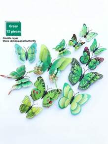 12 piezas Pegatinas de pared de mariposas 3D con alas dobles - Imanes + Adhesivo doble cara en PVC plástico, adecuado para decoración del hogar y fiestas, genial para bodas, cumpleaños, graduaciones, celebraciones patrióticas, Navidad, Día de la Madre, Día del Padre y diversos días festivos, sin necesidad de electricidad