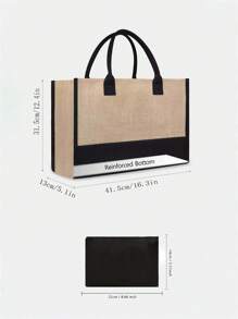 1/2 pezzi Borsa shopping tela con stampa lettere iniziali dalla A alla Z, con borsa portaoggetti cosmetici inclusa, borsa personalizzata, grande capacità, adatto per matrimoni, compleanni, spiaggia, vacanze, scuola, ottimo regalo per donne, mamme, insegnanti, amiche, damigelle d'onore, studenti, borsa grande. Borsa casual capiente e portatile, adatta per lo shopping multifunzionale