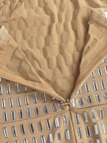 Đầm ôm sát cúp ngực đính đá, thiết kế xẻ cao, đầm dạ hội gợi cảm, phù hợp cho phụ nữ năm 2025, cũng thích hợp cho các bữa tiệc câu lạc bộ và các dịp trang trọng như tiệc cưới mùa xuân. - Màu be - Xem 8