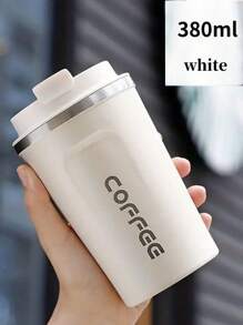 1pc/380ml/510ml Stainless Steel Coffee Cup, Portable Latte Coffee Cup, Travel Mug, Double Layer Stainless Steel Coffee Pot, Iced Tea Cup, Insulated Flat Bottom Cup, Bottle With Anti-Slip Shell, Travel Portable European High-End Latte Cup Suitable For Milk, Coffee, Tea, Juice Back To School
