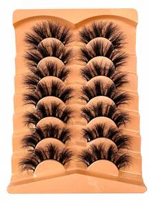 7 Pairs Of Natural-Looking 3D Curled Fluffy False Eyelashes With Faux Mink Material, In Cat Eye Style, Long Lasting Thick And Voluminous, Dramatic Eyelashes - Fluffy Lashes - View 8